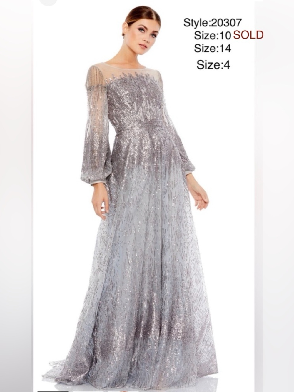 ✨Host Pick✨Jewel encrusted illusion long sleeve A-line gown